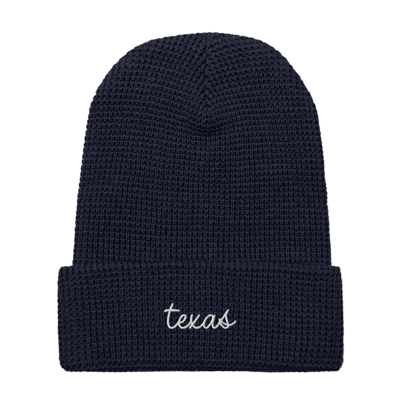 Texas Script Waffle Knit Beanie Navy - The Northwest Store