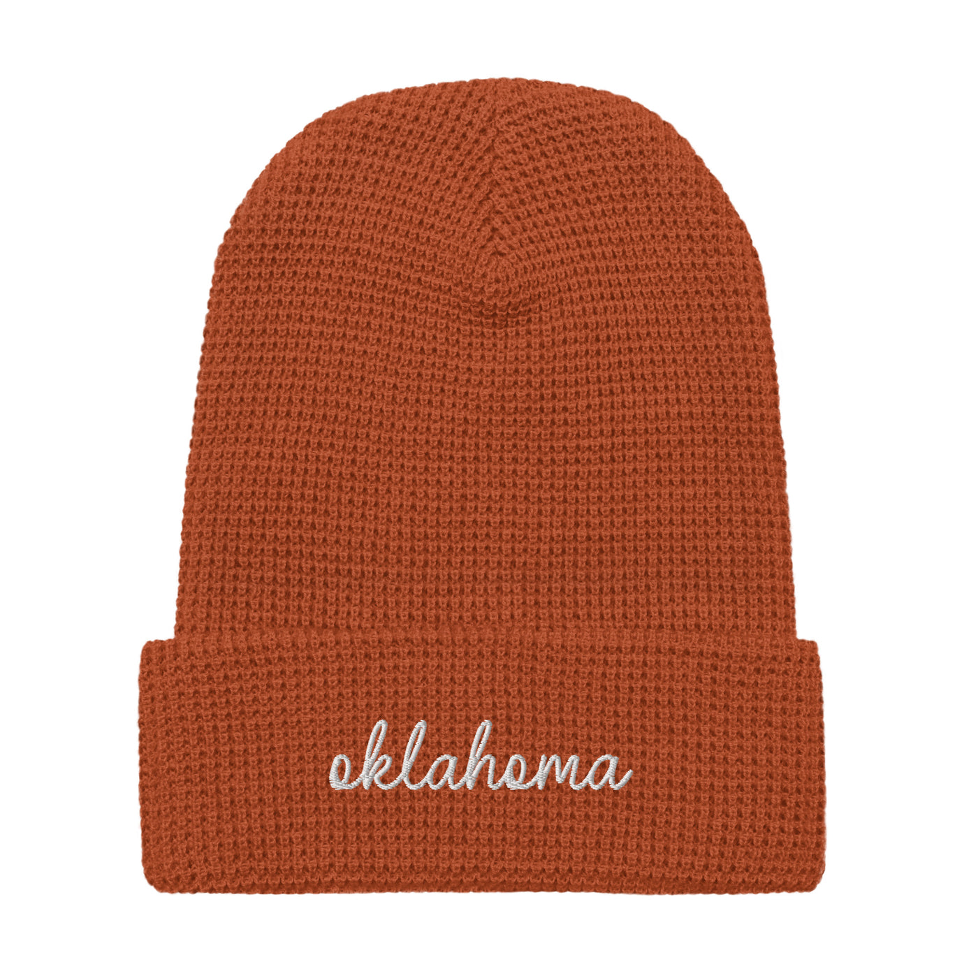 Oklahoma Script Waffle Knit Beanie