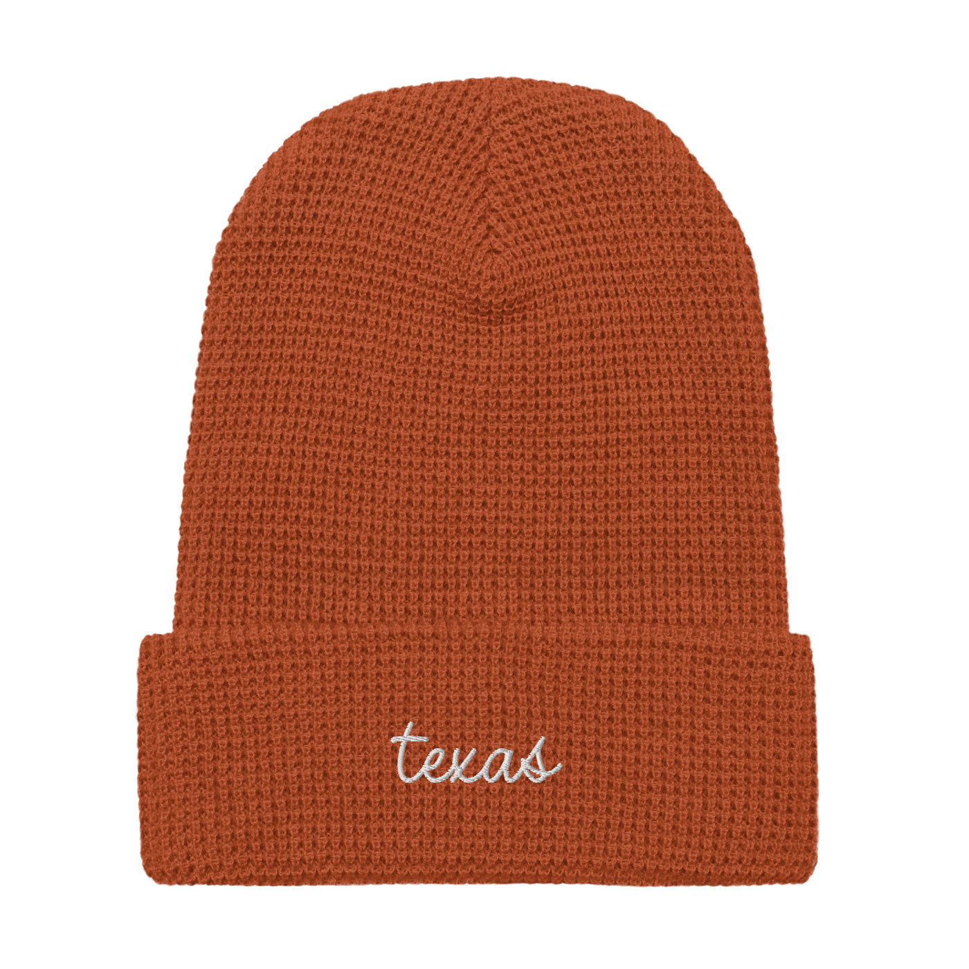 Texas Script Waffle Knit Beanie Rust - The Northwest Store