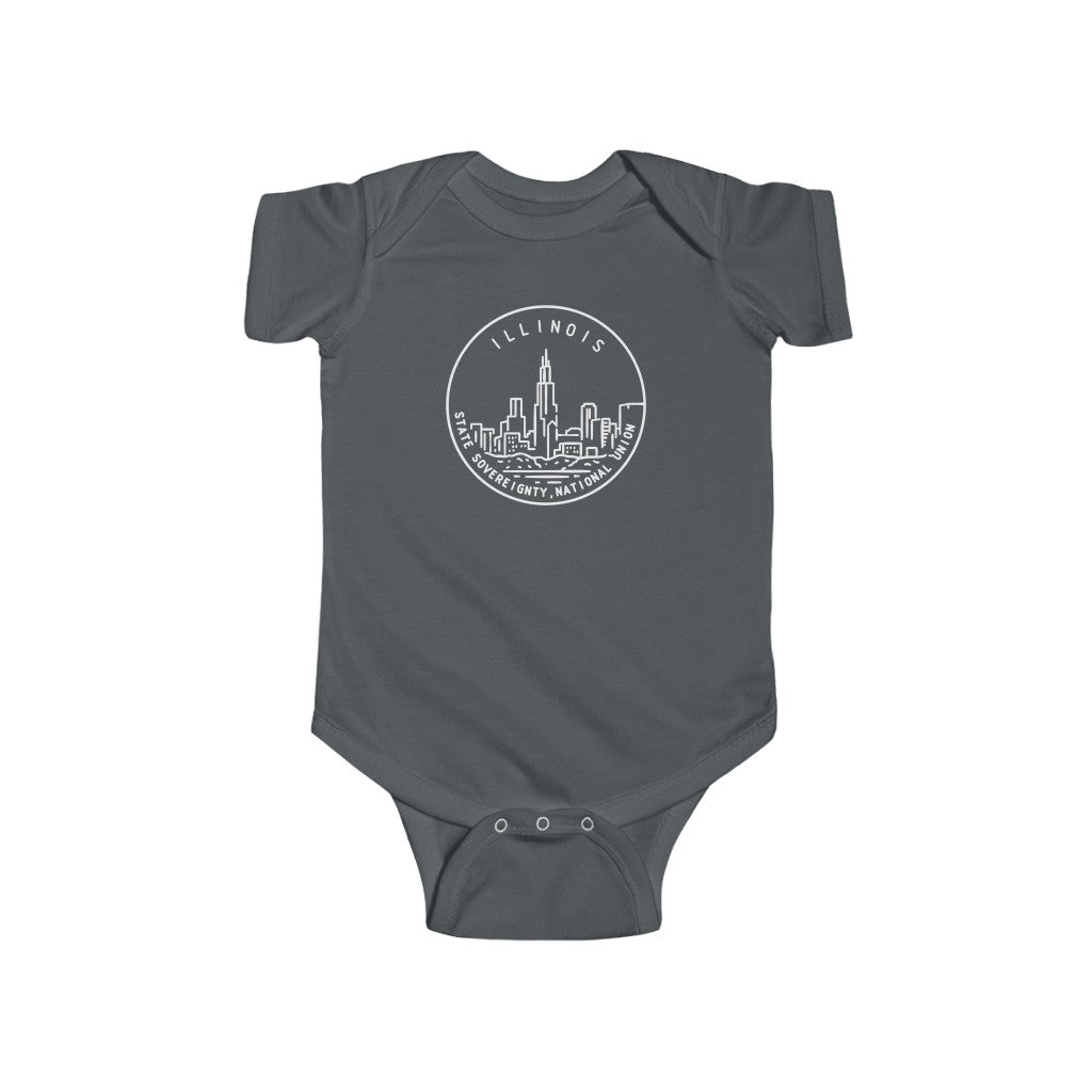 State Of Illinois Baby Bodysuit Charcoal / NB (0-3M) - The Northwest Store