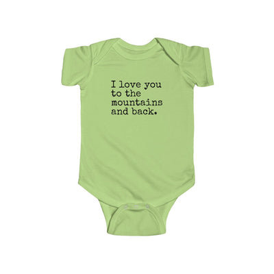 I Love You To The Mountains And Back Baby Bodysuit Key Lime / 6M - The Northwest Store