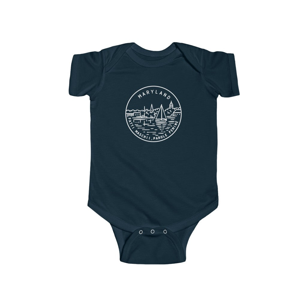 State Of Maryland Baby Bodysuit Navy / NB (0-3M) - The Northwest Store