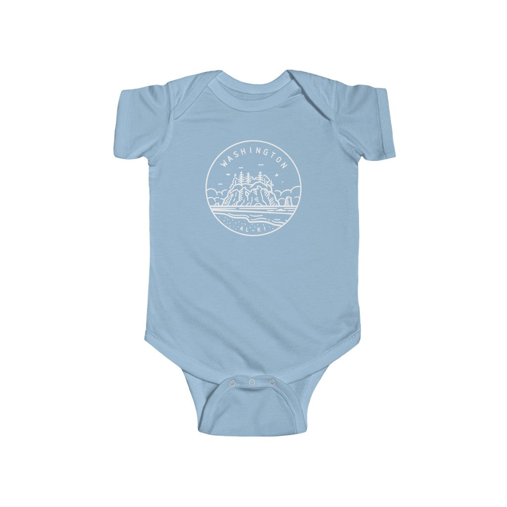 State Of Washington Baby Bodysuit Light Blue / NB (0-3M) - The Northwest Store