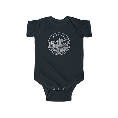 State Of Michigan Baby Bodysuit Black / 12M - The Northwest Store