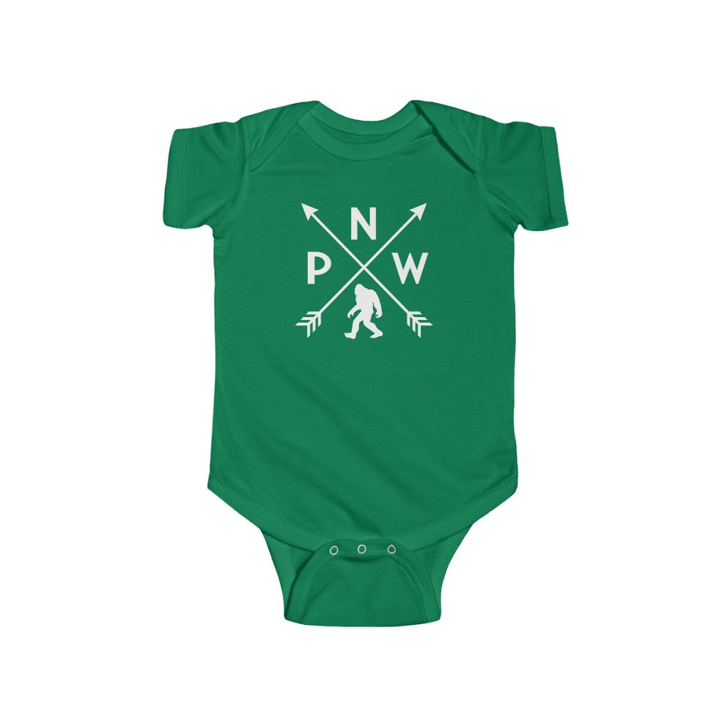 PNW Arrows Sasquatch Baby Bodysuit Kelly / NB (0-3M) - The Northwest Store