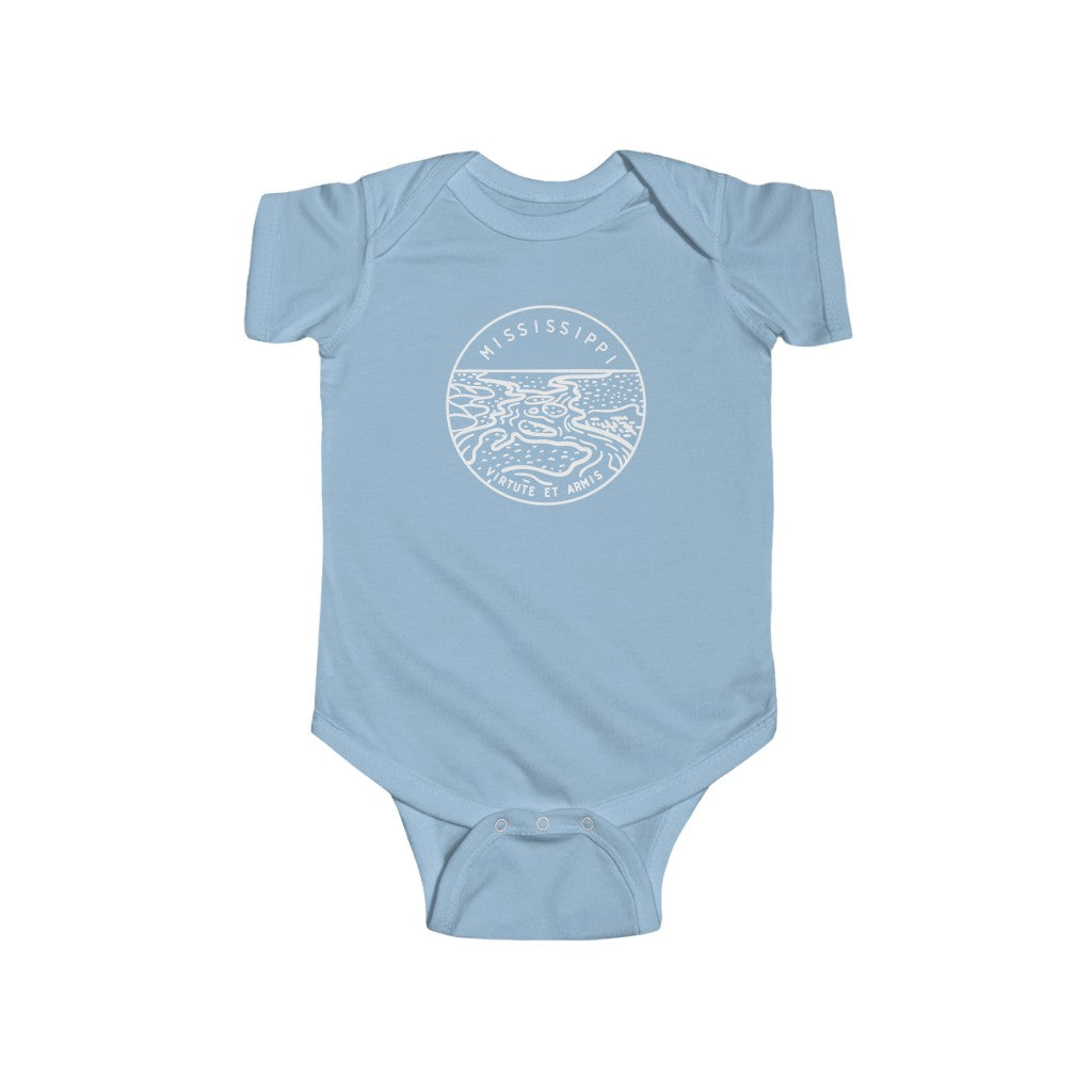 State Of Mississippi Baby Bodysuit Light Blue / NB (0-3M) - The Northwest Store