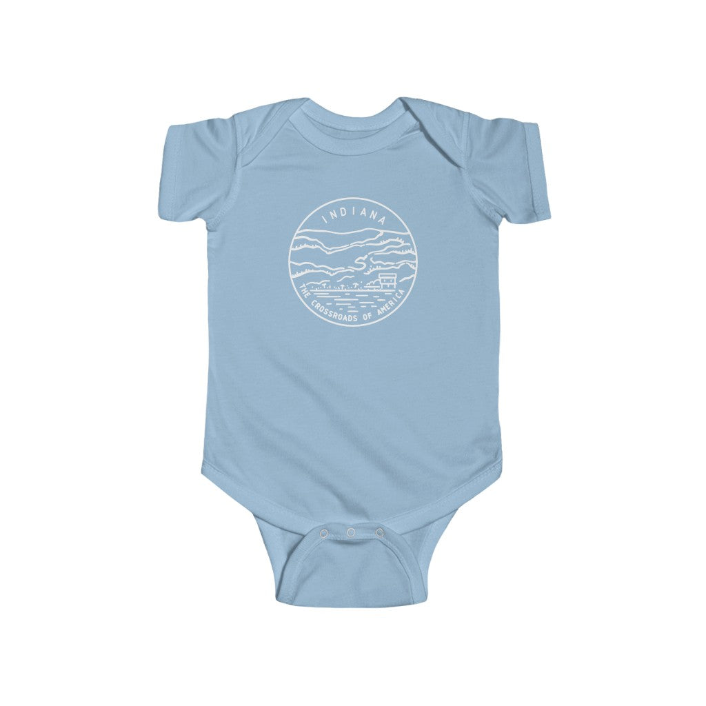 State Of Indiana Baby Bodysuit Light Blue / NB (0-3M) - The Northwest Store