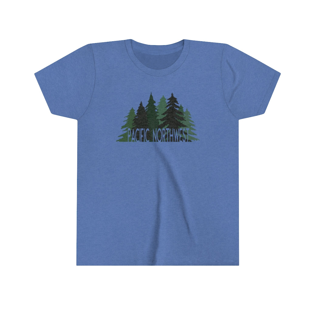 Pacific Northwest Forest Kids T-Shirt Heather Columbia Blue / S - The Northwest Store