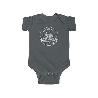 State Of Washington Baby Bodysuit Charcoal / NB (0-3M) - The Northwest Store