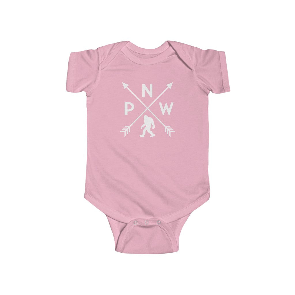 PNW Arrows Sasquatch Baby Bodysuit Pink / NB (0-3M) - The Northwest Store
