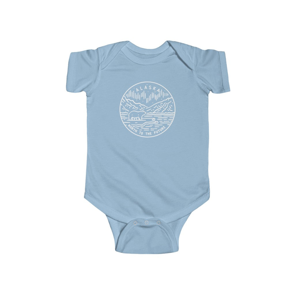 State Of Alaska Baby Bodysuit Light Blue / NB (0-3M) - The Northwest Store