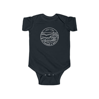 State Of Indiana Baby Bodysuit Black / 12M - The Northwest Store