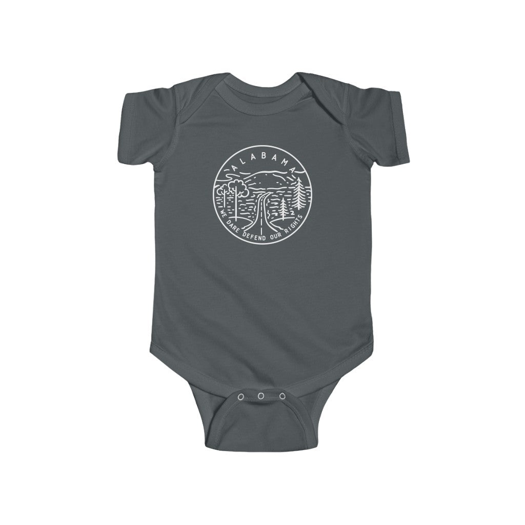 State Of Alabama Baby Bodysuit Charcoal / NB (0-3M) - The Northwest Store