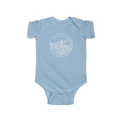 State Of Michigan Baby Bodysuit Light Blue / NB (0-3M) - The Northwest Store