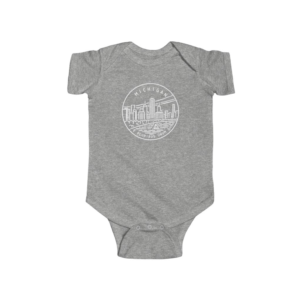 State Of Michigan Baby Bodysuit Heather / NB (0-3M) - The Northwest Store