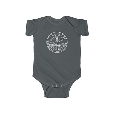 State Of Maine Baby Bodysuit Charcoal / NB (0-3M) - The Northwest Store