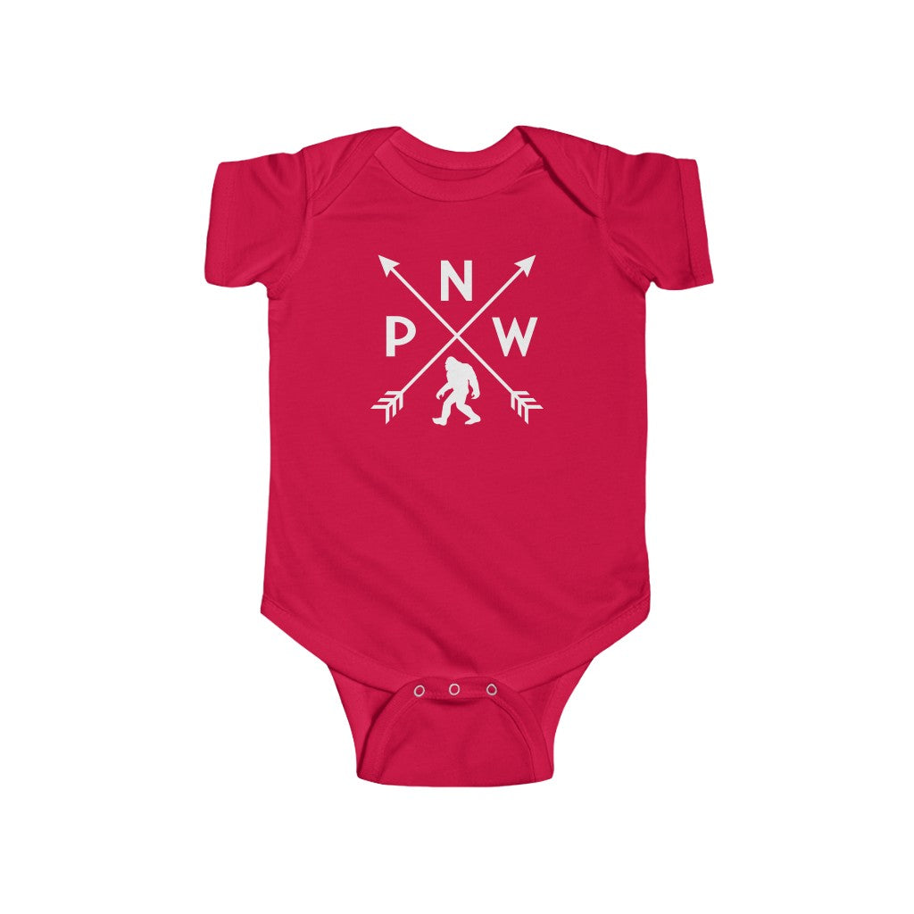 PNW Arrows Sasquatch Baby Bodysuit Red / NB (0-3M) - The Northwest Store