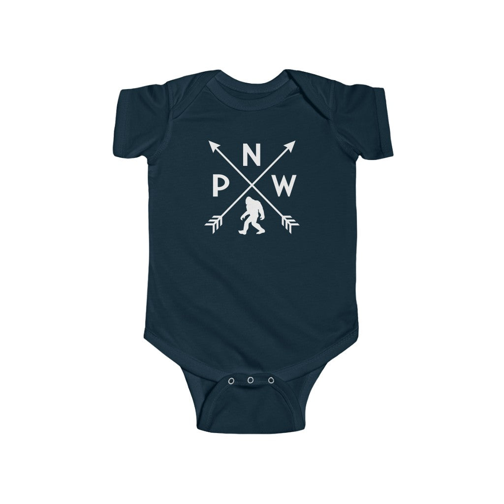 PNW Arrows Sasquatch Baby Bodysuit Navy / NB (0-3M) - The Northwest Store