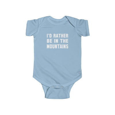 I'd Rather Be In The Mountains Baby Bodysuit Light Blue / NB (0-3M) - The Northwest Store