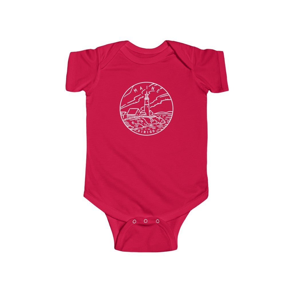 State Of Maine Baby Bodysuit Red / NB (0-3M) - The Northwest Store