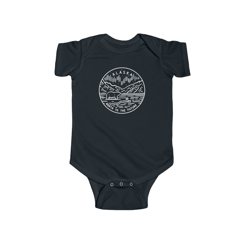State Of Alaska Baby Bodysuit Black / 12M - The Northwest Store