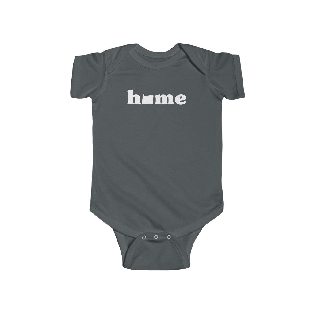 Oregon Is Home Baby Bodysuit Charcoal / NB (0-3M) - The Northwest Store