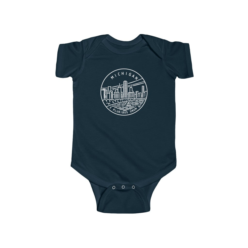 State Of Michigan Baby Bodysuit Navy / NB (0-3M) - The Northwest Store