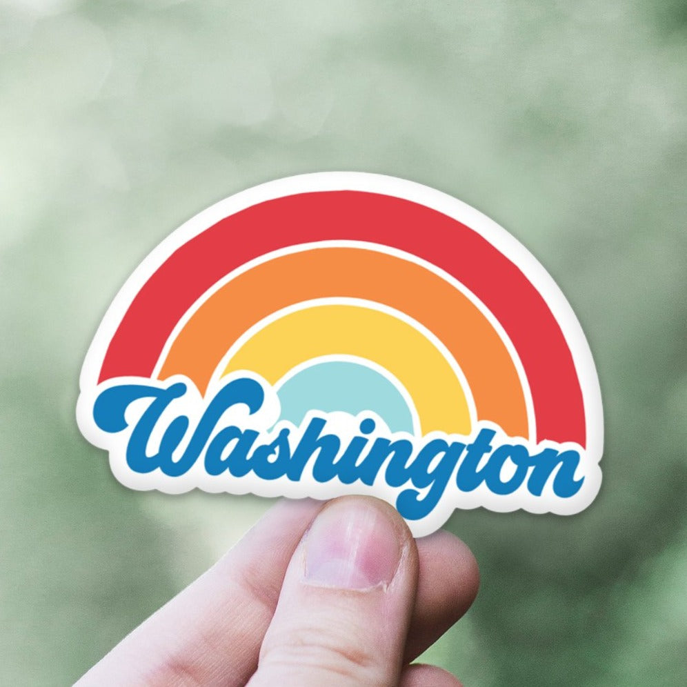 Washington Rainbow Sticker 3" x 2.25" / White - The Northwest Store