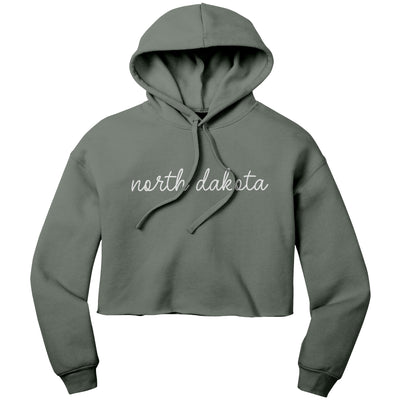 North Dakota Script Crop Hoodie