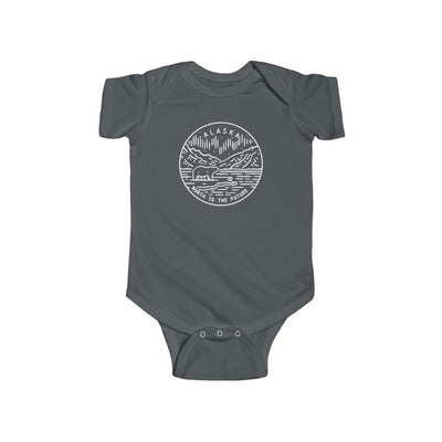 State Of Alaska Baby Bodysuit Charcoal / NB (0-3M) - The Northwest Store
