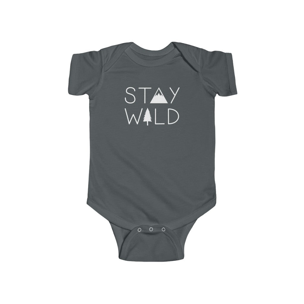 Stay Wild Baby Bodysuit Charcoal / NB (0-3M) - The Northwest Store
