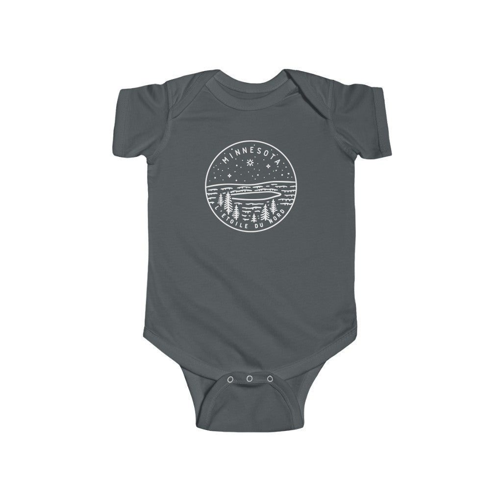 State Of Minnesota Baby Bodysuit Charcoal / NB (0-3M) - The Northwest Store