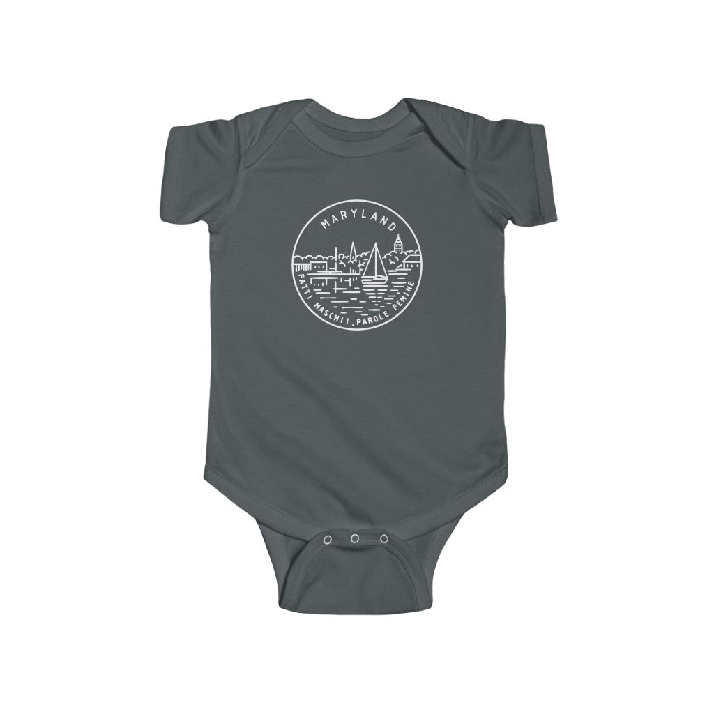 State Of Maryland Baby Bodysuit Charcoal / NB (0-3M) - The Northwest Store