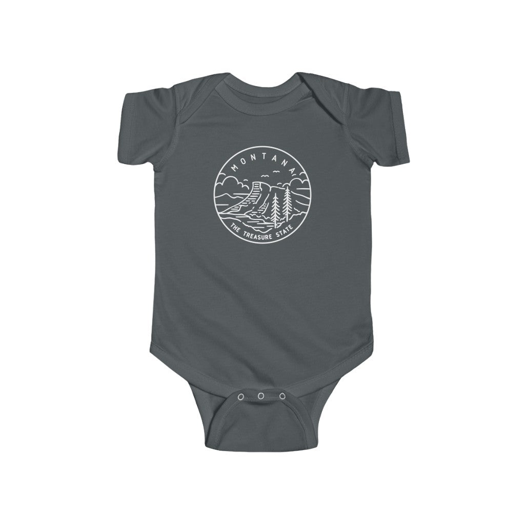 State Of Montana Baby Bodysuit Charcoal / NB (0-3M) - The Northwest Store