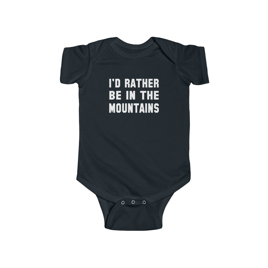 I'd Rather Be In The Mountains Baby Bodysuit Black / NB (0-3M) - The Northwest Store