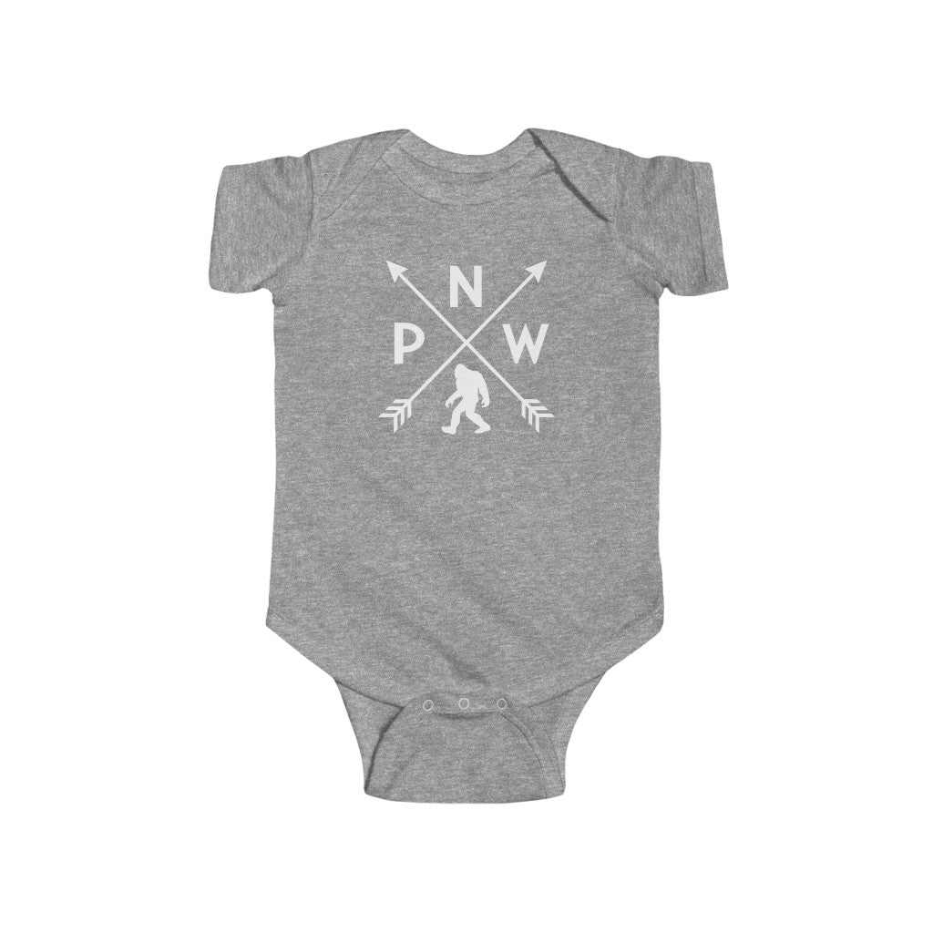 PNW Arrows Sasquatch Baby Bodysuit Heather / NB (0-3M) - The Northwest Store