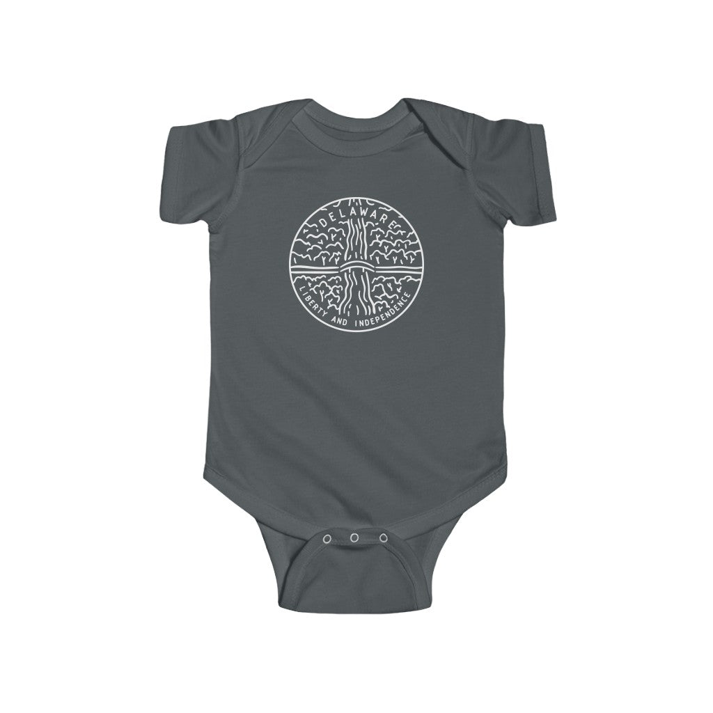 State Of Delaware Baby Bodysuit Charcoal / NB (0-3M) - The Northwest Store