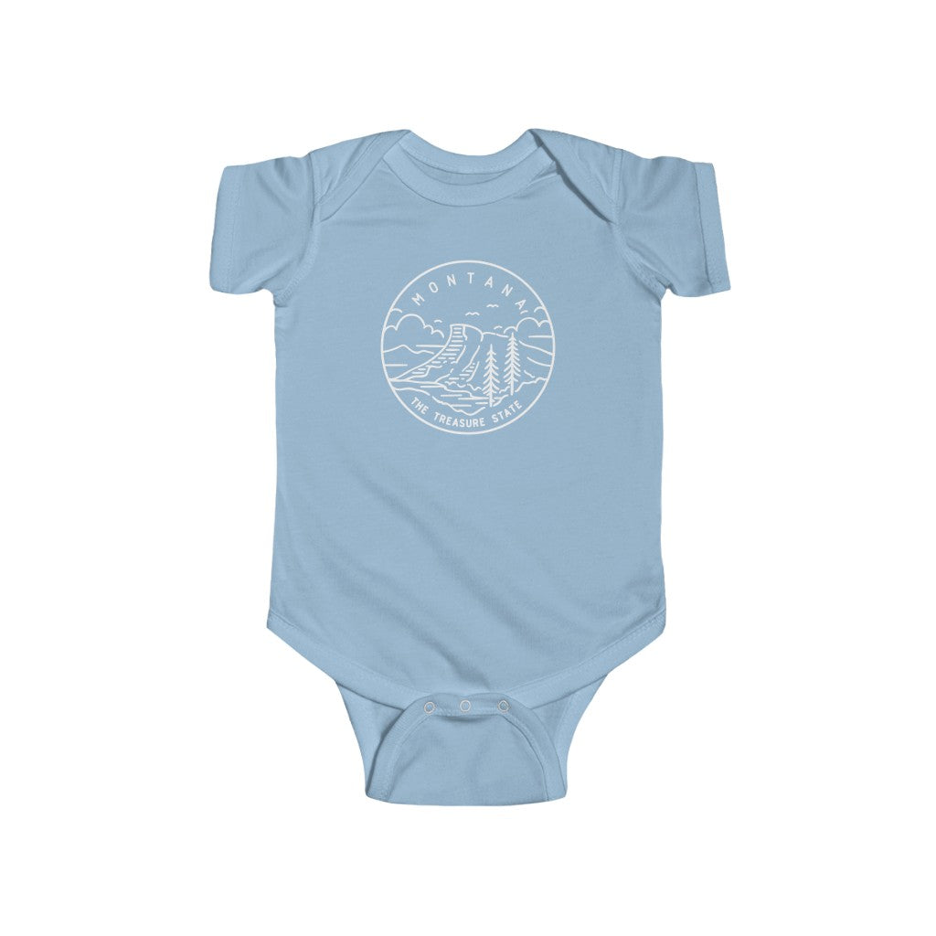 State Of Montana Baby Bodysuit Light Blue / NB (0-3M) - The Northwest Store