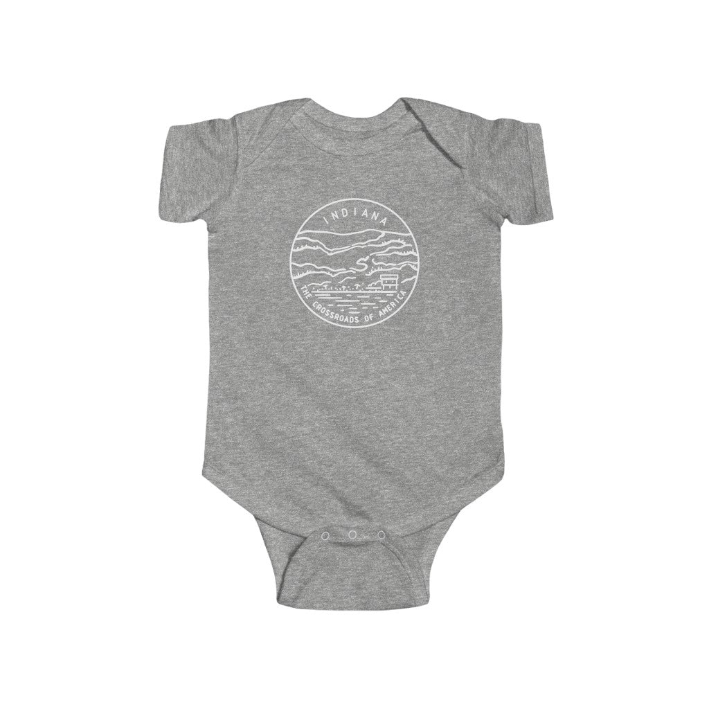 State Of Indiana Baby Bodysuit Heather / NB (0-3M) - The Northwest Store