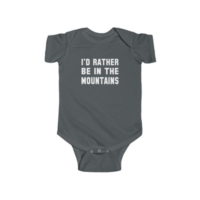 I'd Rather Be In The Mountains Baby Bodysuit Charcoal / NB (0-3M) - The Northwest Store