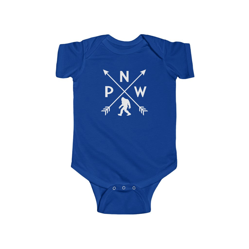 PNW Arrows Sasquatch Baby Bodysuit Royal / NB (0-3M) - The Northwest Store
