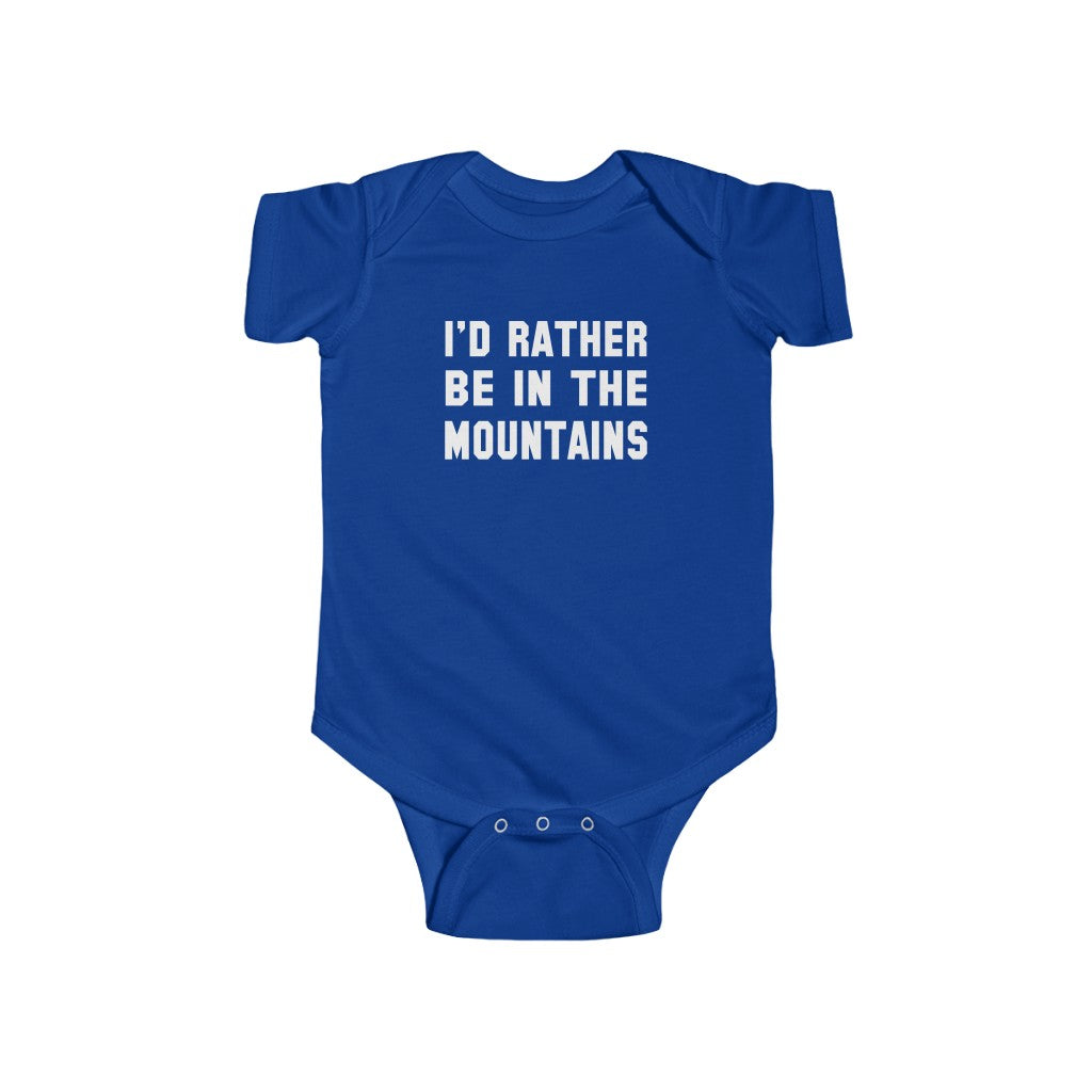 I'd Rather Be In The Mountains Baby Bodysuit Royal / NB (0-3M) - The Northwest Store