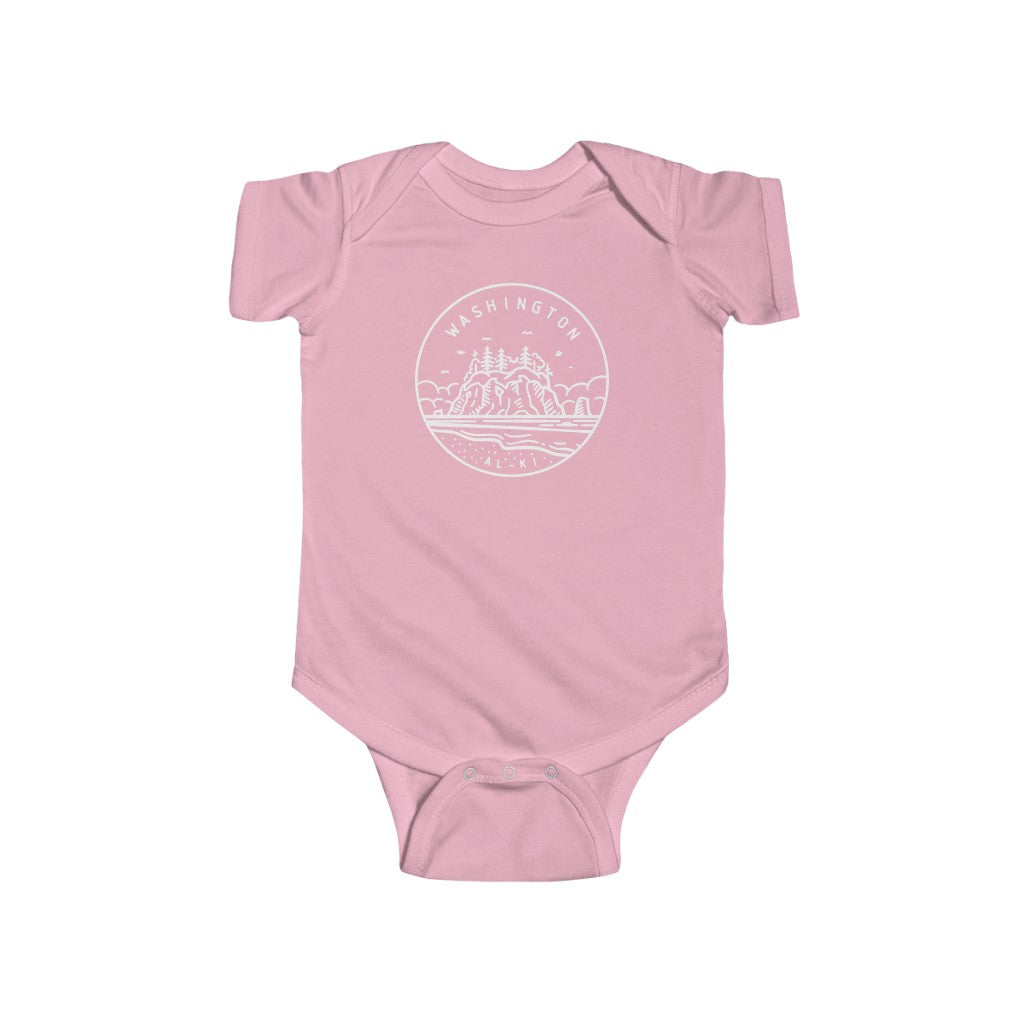 State Of Washington Baby Bodysuit Pink / NB (0-3M) - The Northwest Store