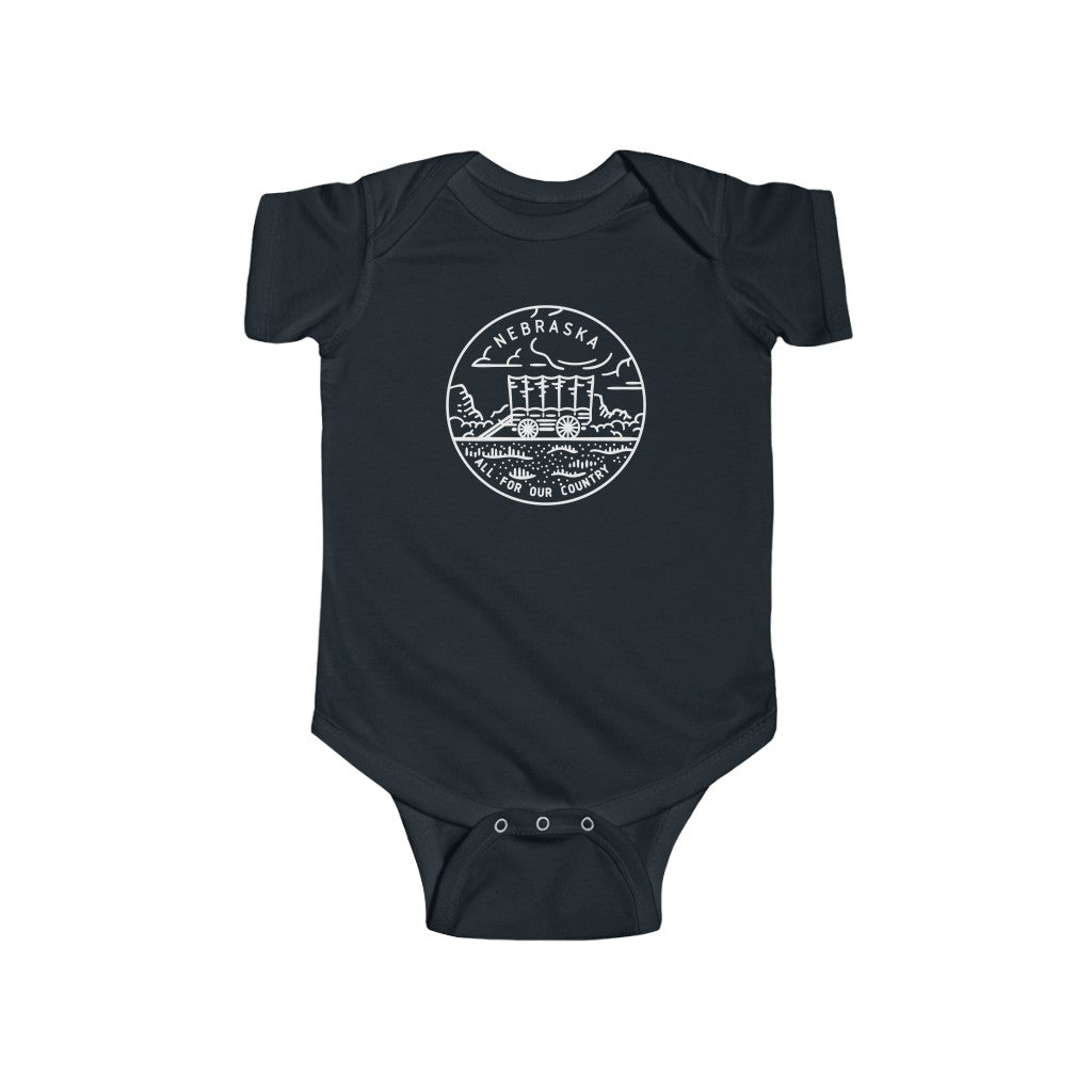 State Of Nebraska Baby Bodysuit Black / 12M - The Northwest Store